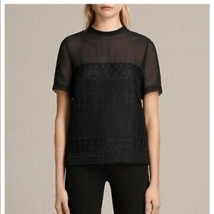 All Saints Charlton black embroidered lace blouse 2 NEVER WORN